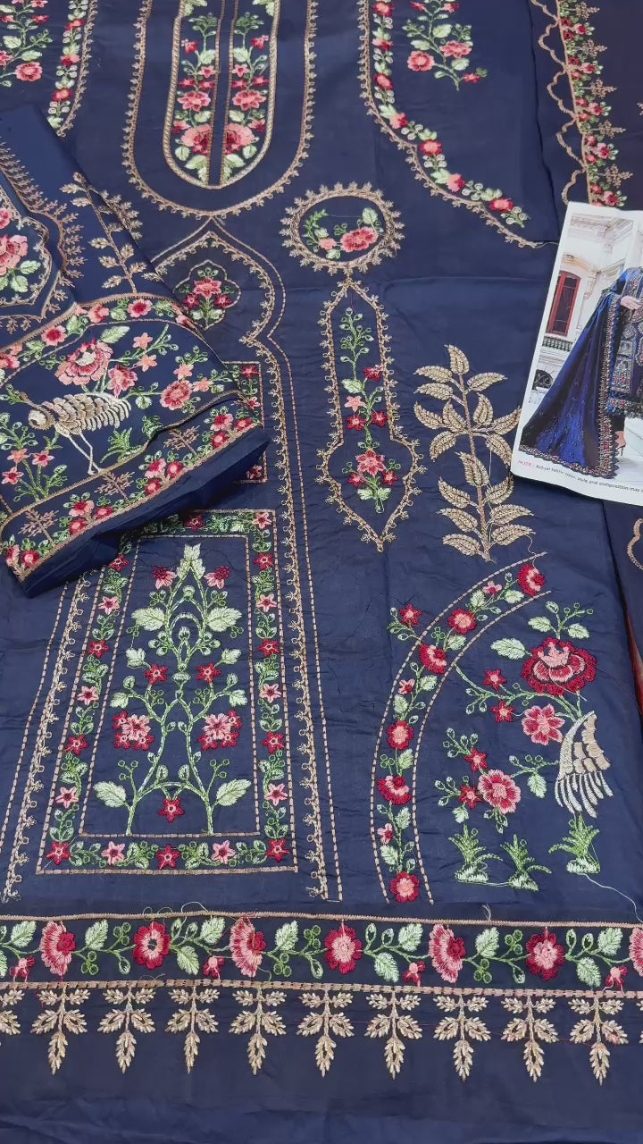 Maria B - 3pc Embroidered Lawn with Emb Chiffon Dopatta