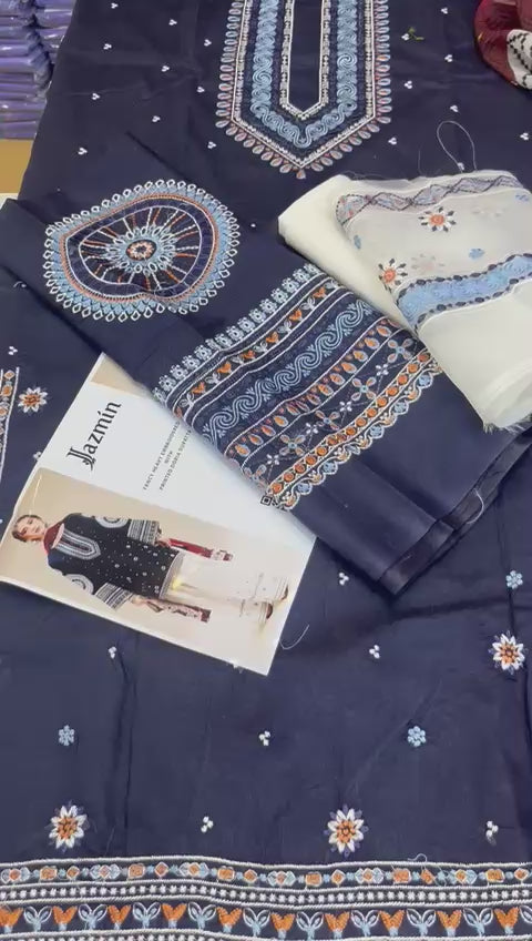 Jazmin - 3pc Embroidered Lawn with Printed Diamond Dopatta