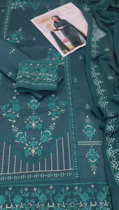 Florant - 3pc Embroidered Lawn with Emb Chiffon Dopatta