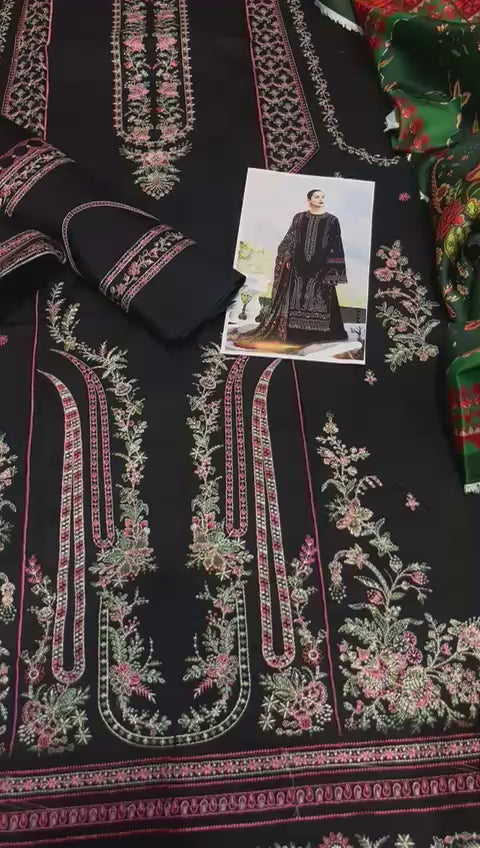 Hussain Rehar - 3pc Heavy Embroidered Lawn with Digital Print Tarkashi Dopatta