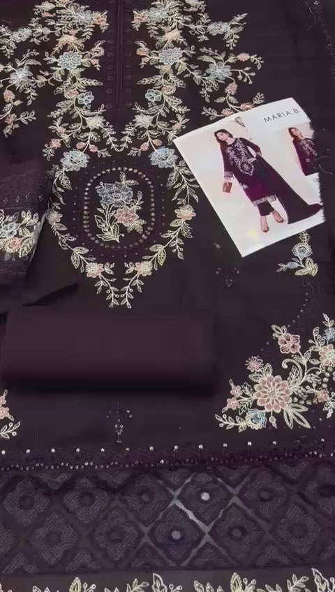 Maria B - 3pc Embroidered Lawn with Emb Chiffon Dopatta