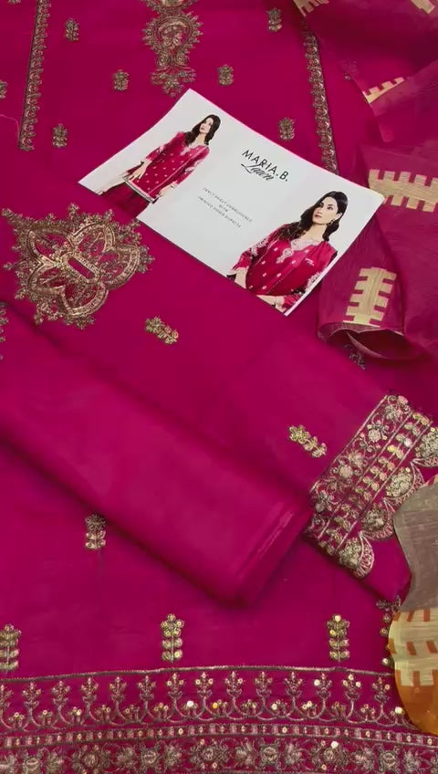 Maria B - 3pc Embroidered Lawn with Printed Diamond Dopatta