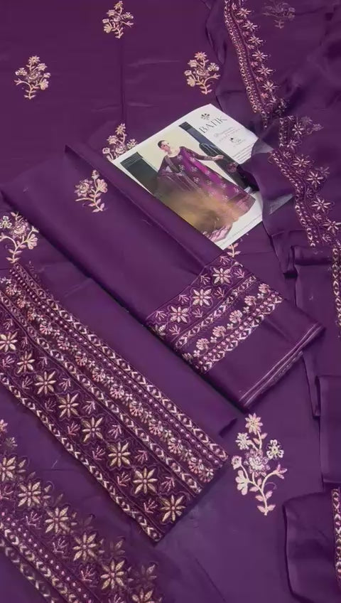 Batik - 3pc Embroidered Lawn with Emb Chiffon Dopatta