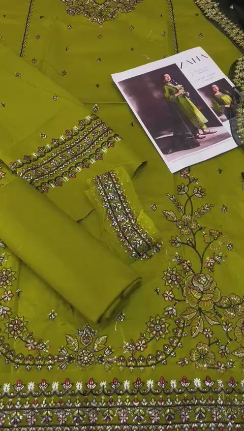 Zaha - 3pc Embroidered Lawn with Emb Chiffon ready to wear Dopatta