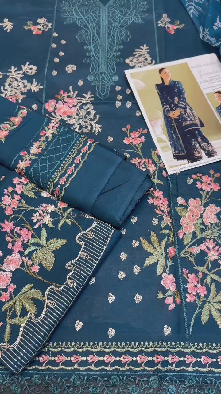 Sobia Nazir - 3pc Embroidered Lawn with Emb Chiffon Dopatta