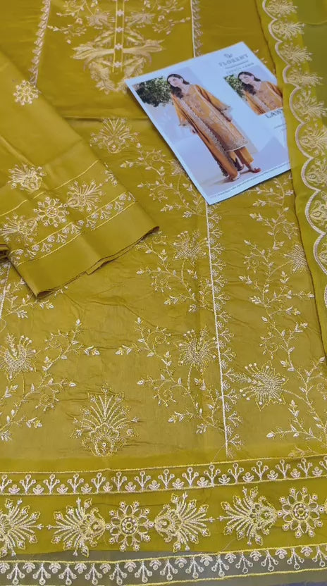 Florant - 3pc Embroidered Lawn with Emb Chiffon Dopatta