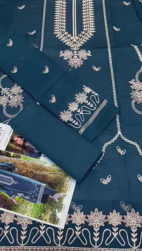 Garnet - 3pc Embroidered Lawn with Emb Chiffon Dopatta