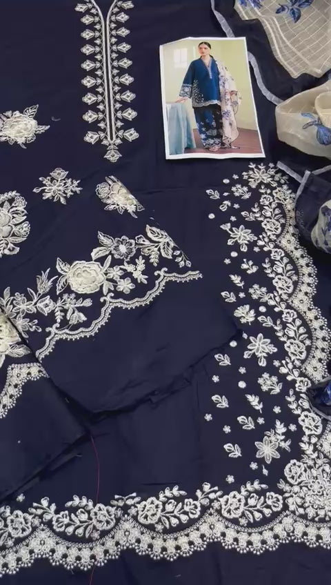 Zara Shahjahan - 3pc Embroidered Lawn with Printed Diamond Dopatta