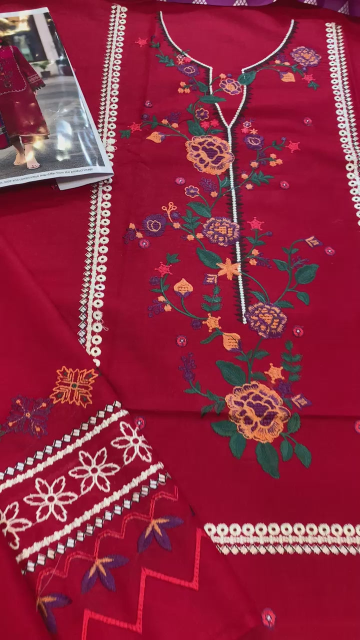 Chrizma - 3pc Embroidered Lawn with Printed Soft Chiffon Dopatta