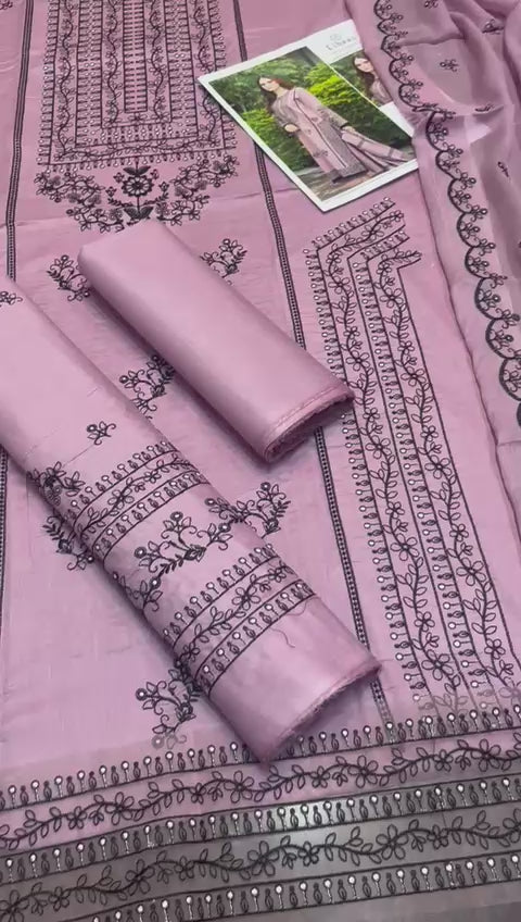 Libas - 3pc Embroidered Lawn with Emb Chiffon Dopatta